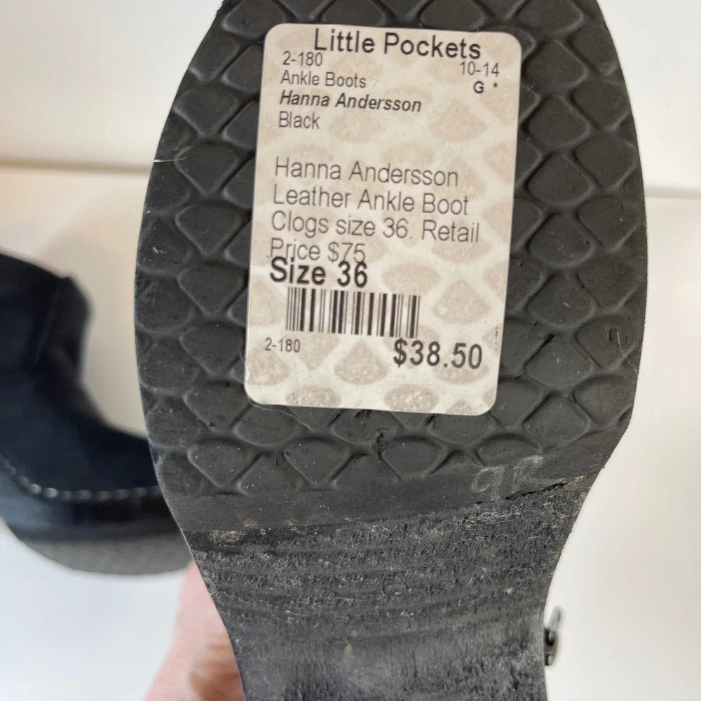 Hanna Anderson Girl's Size 36 US Size 4-4.5 Suede and Wooden Zipper‎ Boot Clogs